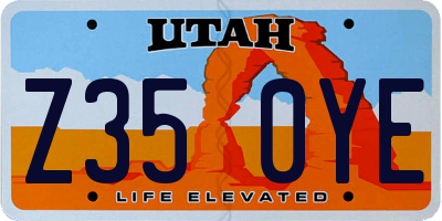 UT license plate Z350YE