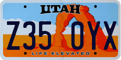 UT license plate Z350YX