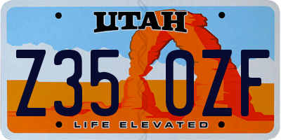 UT license plate Z350ZF