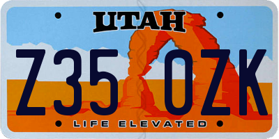 UT license plate Z350ZK