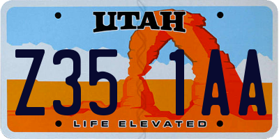 UT license plate Z351AA