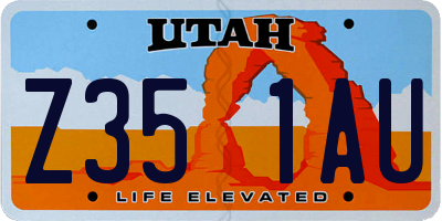 UT license plate Z351AU