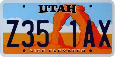 UT license plate Z351AX