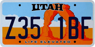 UT license plate Z351BF