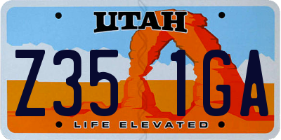 UT license plate Z351GA