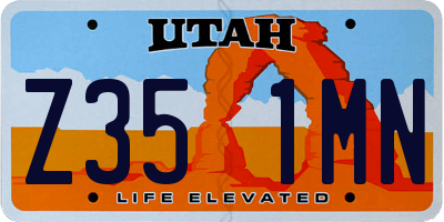 UT license plate Z351MN