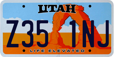 UT license plate Z351NJ