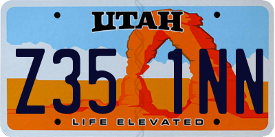 UT license plate Z351NN