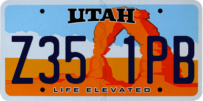 UT license plate Z351PB