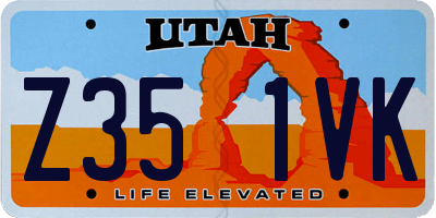 UT license plate Z351VK