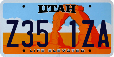UT license plate Z351ZA