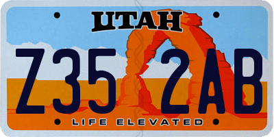 UT license plate Z352AB