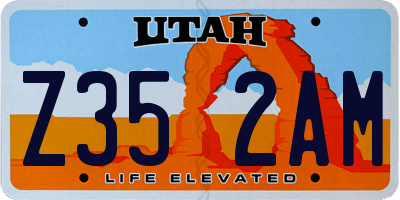 UT license plate Z352AM