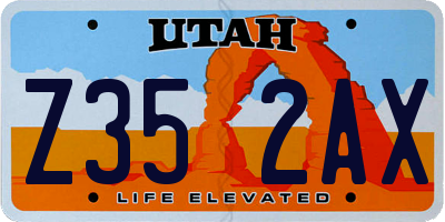 UT license plate Z352AX