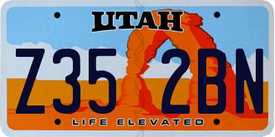 UT license plate Z352BN