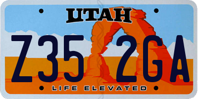 UT license plate Z352GA