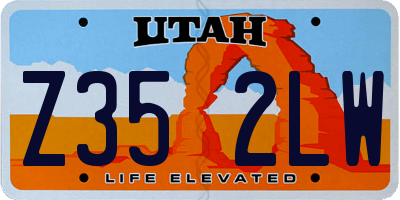 UT license plate Z352LW