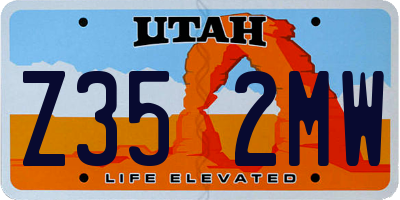 UT license plate Z352MW