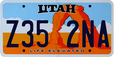 UT license plate Z352NA