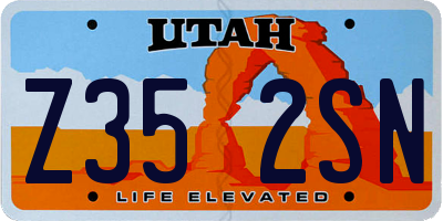 UT license plate Z352SN