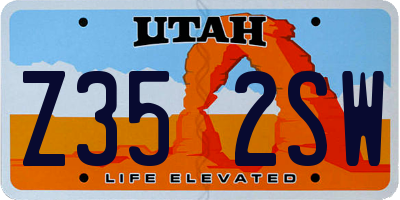 UT license plate Z352SW