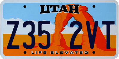UT license plate Z352VT