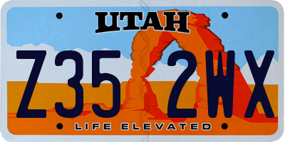 UT license plate Z352WX