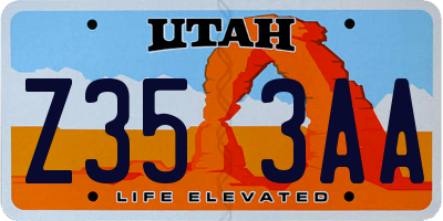 UT license plate Z353AA