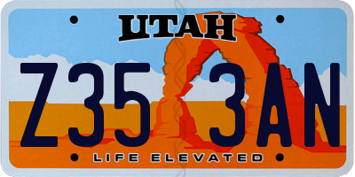 UT license plate Z353AN