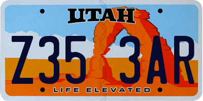 UT license plate Z353AR