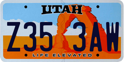 UT license plate Z353AW