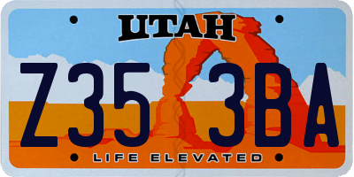 UT license plate Z353BA