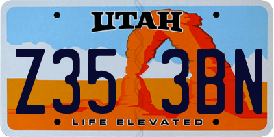 UT license plate Z353BN