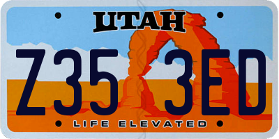 UT license plate Z353ED