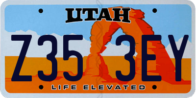 UT license plate Z353EY