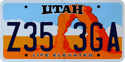 UT license plate Z353GA