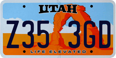 UT license plate Z353GD