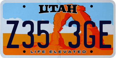 UT license plate Z353GE
