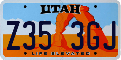 UT license plate Z353GJ