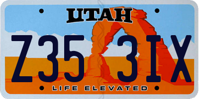 UT license plate Z353IX
