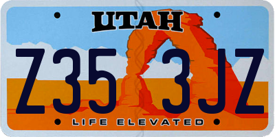 UT license plate Z353JZ