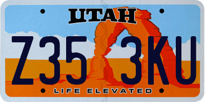 UT license plate Z353KU