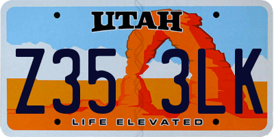 UT license plate Z353LK