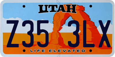 UT license plate Z353LX