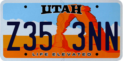 UT license plate Z353NN