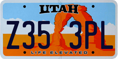 UT license plate Z353PL