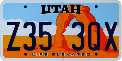 UT license plate Z353QX