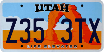 UT license plate Z353TX