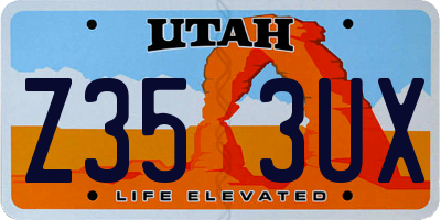 UT license plate Z353UX