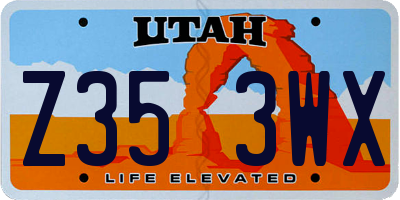 UT license plate Z353WX